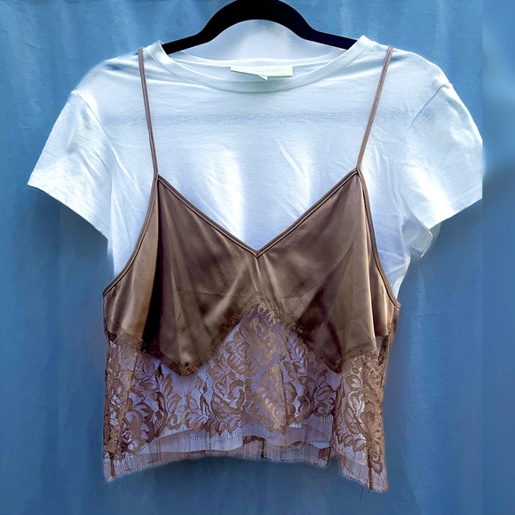 (Like New) Michelle Mason Lace Camisole Layered Tee (Medium) - Picture 4 of 8